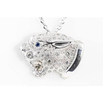 Sapphire and Diamond Panther Pendant