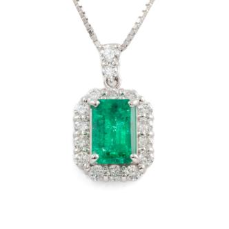 1.30ct Emerald and Diamond Pendant