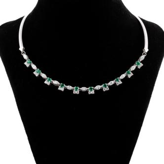 0.77ct Emerald & Diamond Omega Necklace