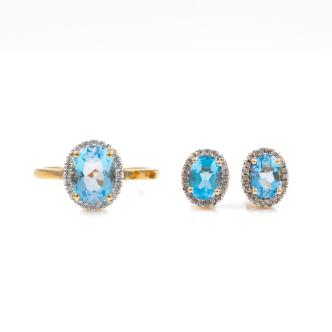 Blue Topaz Ring & Earring Set