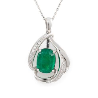 3.73ct Zambian Emerald & Diamond Pendant