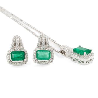 Emerald Pendant and Earrings Set