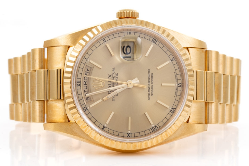 Rolex Yellow Gold Day Date Watch 18238