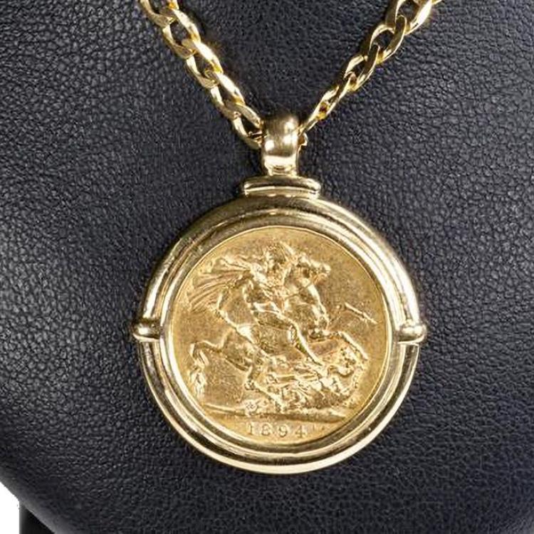 9ct Yellow Gold 1869 Victoria Full Sovereign Coin Pendant | Ramsdens  Jewellery