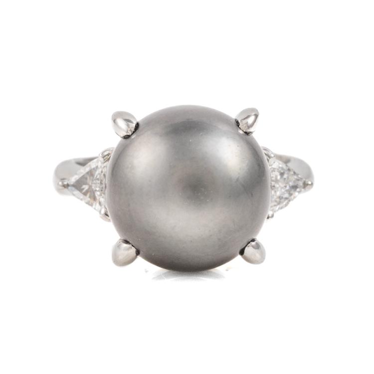 12.0mm Tahitian Pearl & Diamond Ring | First State Auctions Singapore