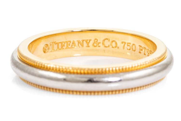 Tiffany Together Milgrain Band Ring in Platinum and Rose Gold, 3.5 mm Wide  | Tiffany & Co.