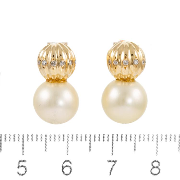 10.2mm South Sea Pearl & Diamond Earrings | First State Auctions New ...