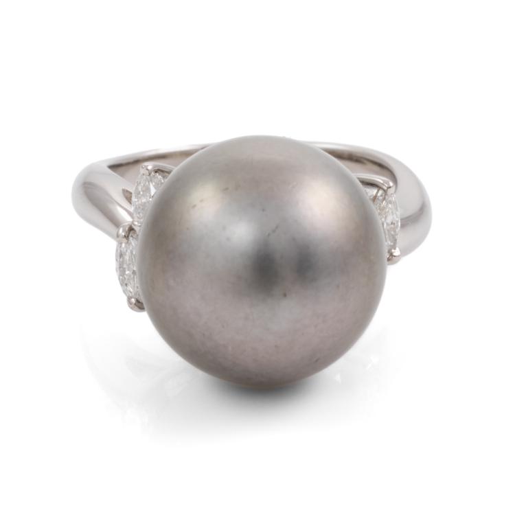 14.2mm Tahitian Pearl and Diamond Ring | First State Auctions Australia