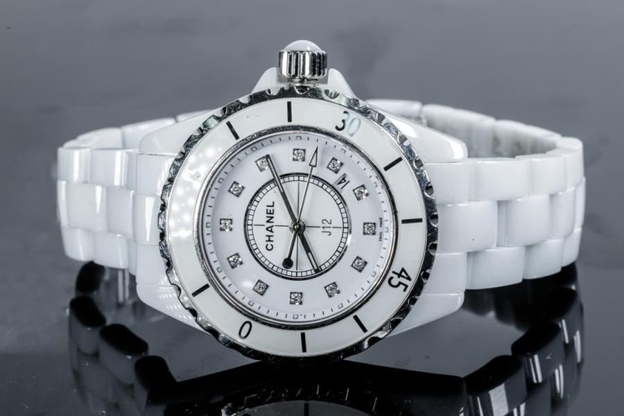Chanel J12 white ceramic lady's wristwatch, reference no. H1628