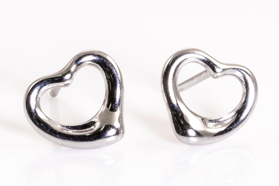 Tiffany Elsa Peretti Open Heart Diamond Earrings | Pampillonia Jewelers |  Estate and Designer Jewelry
