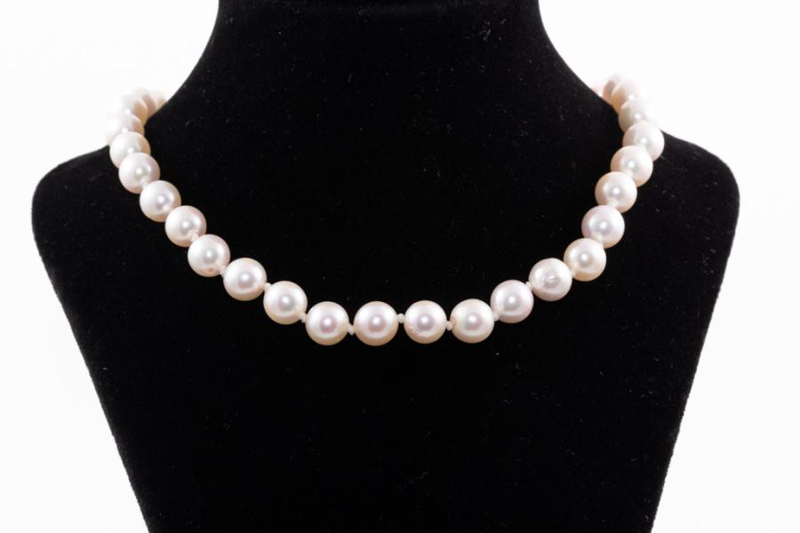 White Japanese Akoya Pearl Necklace, 7-7.5mm, AA | Pearls.jp