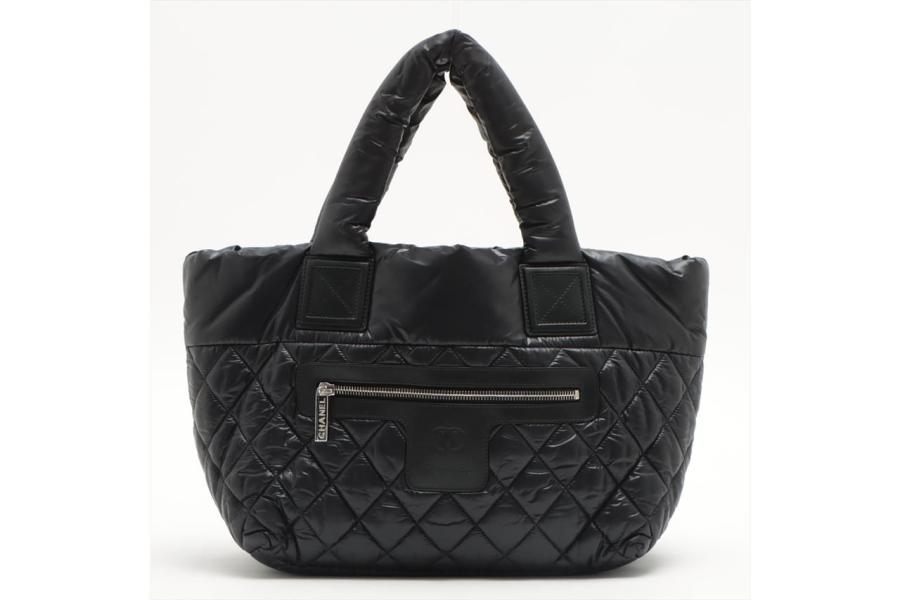CHANEL Nylon Quilted Large Coco Cocoon Tote Black 211881