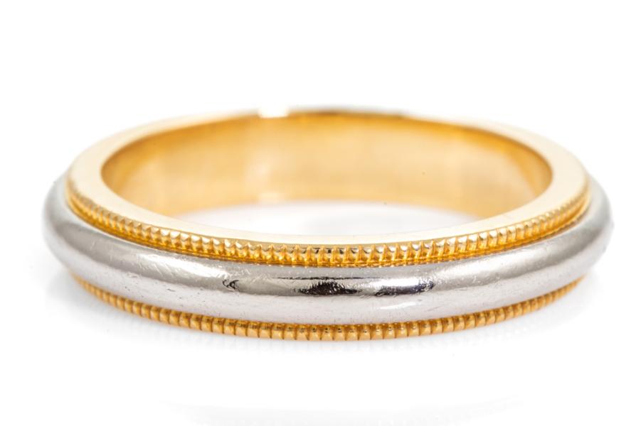 TIFFANY & CO. Milgrain 18k Yellow Gold Wedding Band Ring-MTS