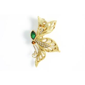 Garnet, Citrine and Diamond Butterfly Brooch