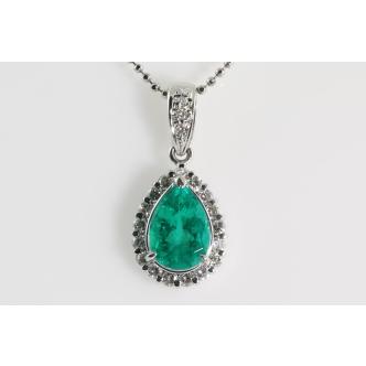1.41ct Emerald and Diamond Pendant