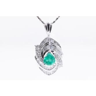 1.54ct Emerald and Diamond Pendant