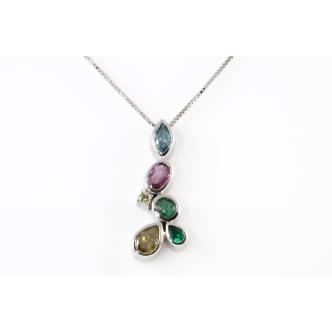 Sapphire, Emerald & Diamond Pendant