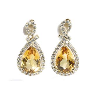 3.74cts Citrine and Diamond Earrings