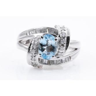 1.16ct Aquamarine and Diamond Ring