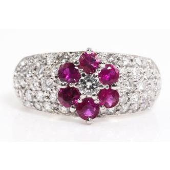 0.85ct Ruby and Diamond Ring