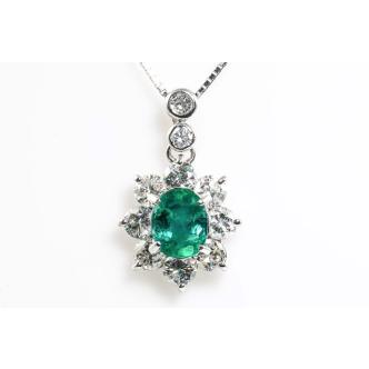 0.78ct Emerald and Diamond Pendant