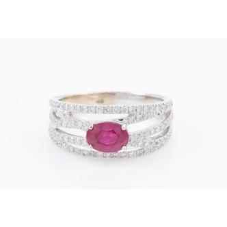 0.95ct Ruby and Diamond Ring