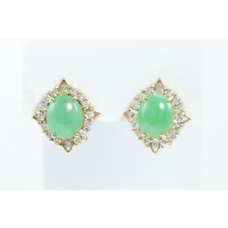 7.70ct Jade and Diamond Earrings