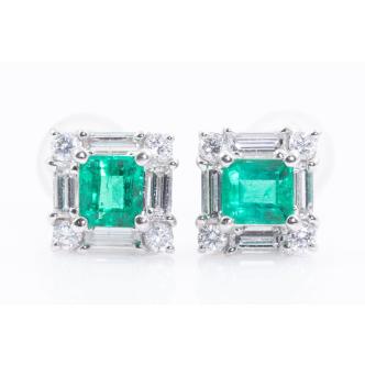 0.59ct Emerald and Diamond Earrings
