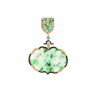 Fairfax & Roberts Jade, Emerald and Diamond Pendant