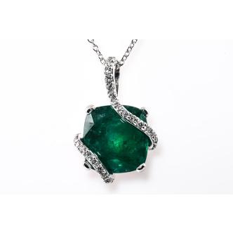 7.6ct Emerald and Diamond Pendant GSL