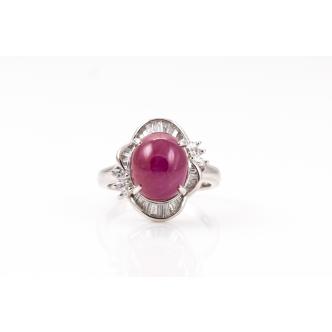 7.32ct Ruby and Diamond Ring