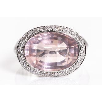 6.62ct Rose Quartz and Diamond Ring