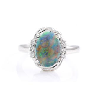 2.60ct Solid Black Opal and Diamond Ring