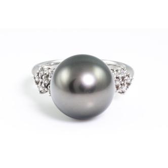 13.0mm Tahitian Pearl and Diamond Ring