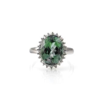6.14ct Green Tourmaline and Diamond Ring