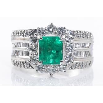 1.51ct Emerald and Diamond Ring