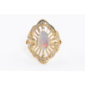 1.06ct Black Opal and Diamond Ring