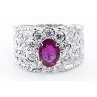 1.22ct Thai Ruby and Diamond Ring GIA