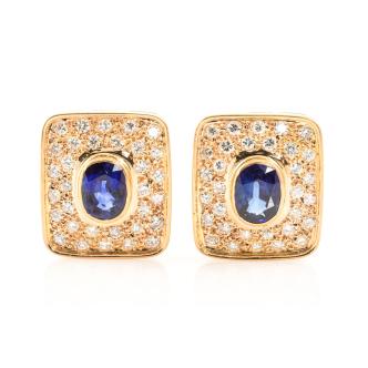 1.22ct Blue Sapphire and Diamond Earrings