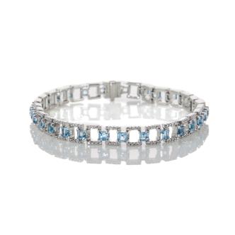 5.65ct Blue Topaz and Diamond Bracelet