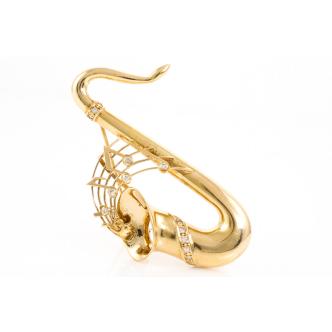 Diamond Saxophone Brooch