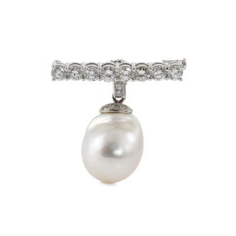 Baroque Pearl and Diamond Brooch