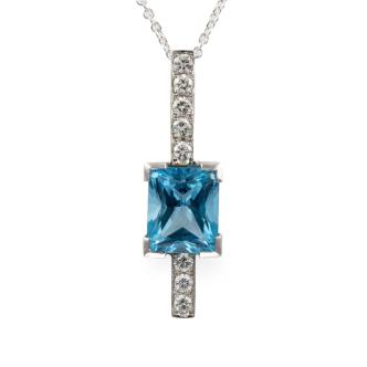8.43ct Blue Topaz and Diamond Pendant