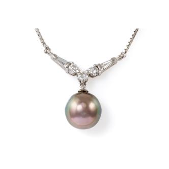 10.0mm Tahitian Pearl & Diamond Necklace