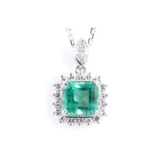 2.03ct Emerald and Diamond Pendant