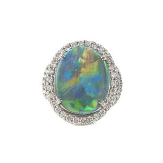 9.64ct Solid Black Opal and Diamond Ring