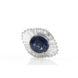 5.56ct Sapphire and Diamond Ring