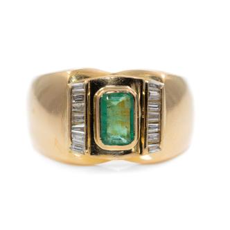 Emerald and Diamond Ring, 13g Gold