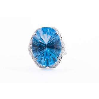 18.47ct Blue Topaz and Diamond Ring