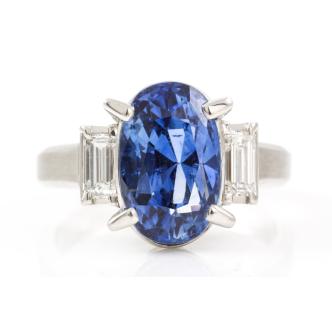 5.37ct Blue Sapphire and Diamond Ring